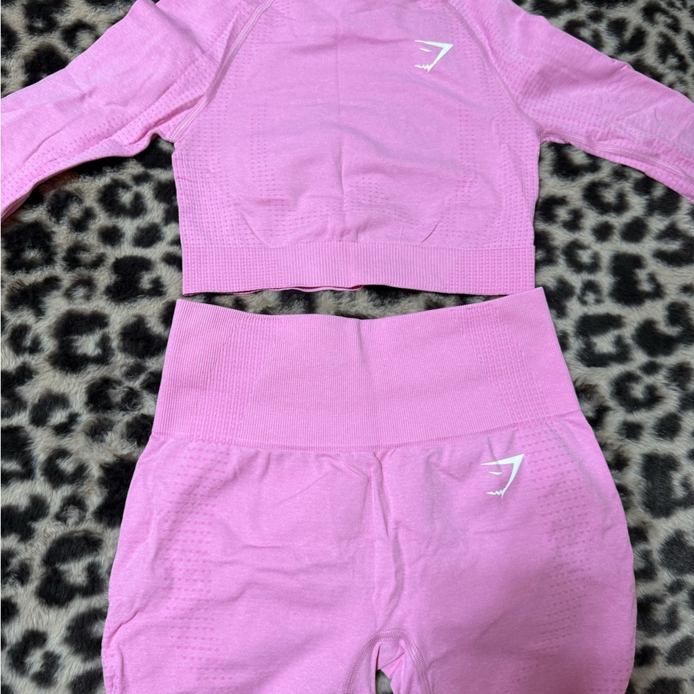 Gymshark Pink Seamless Workout Set - Crop Top & Leggings